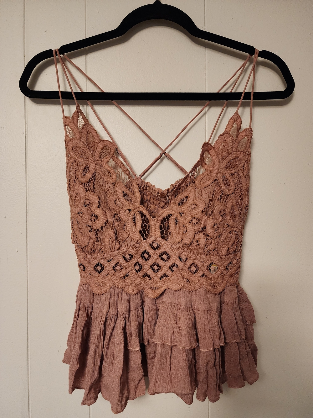 Intimately Free People Lace Crochet Cami in Dusty Rose New